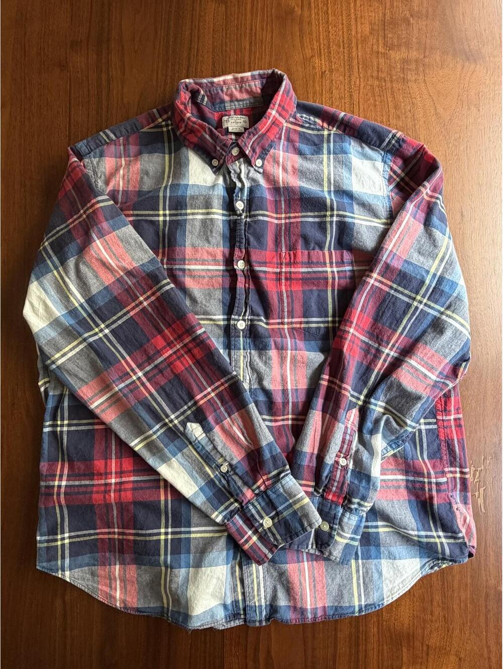 J.Crew Summer Blue & Red Plaid Button-Up Shirt - Size XL